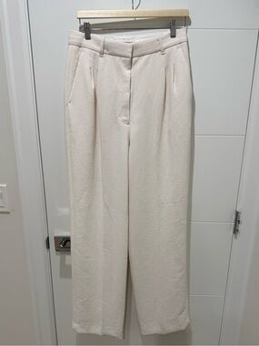 Aritzia Cream Wide-Leg Trousers